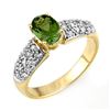 Image 1 : 1.50 CTW Green Tourmaline & Diamond Ring 10K Yellow Gold - REF-52A8X - 11043