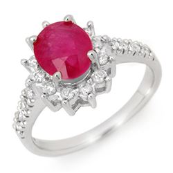 3.05 CTW Ruby & Diamond Ring 14K White Gold - REF-69T6M - 13937