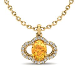 1.75 CTW Citrine & Micro Pave VS/SI Diamond Necklace 10K Yellow Gold - REF-29Y5K - 20629