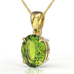 2.75 CTW Peridot Designer Inspired Solitaire Necklace 18K Yellow Gold - REF-34W4F - 21874