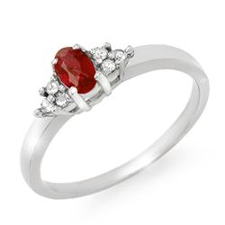 0.52 CTW Ruby & Diamond Ring 10K White Gold - REF-18N9Y - 12460