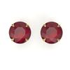Image 1 : 4 CTW Ruby Designer Inspired Solitaire Stud Earrings 18K Yellow Gold - REF-34F5N - 21839