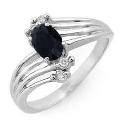 0.65 CTW Blue Sapphire & Diamond Ring 18K White Gold - REF-38K4W - 13104