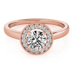 0.9 CTW Certified VS/SI Diamond Solitaire Halo Ring 18K Rose Gold - REF-187N5Y - 26315