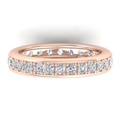 1.33 CTW Certified VS/SI Diamond Eternity Band Ladies 14K Rose Gold - REF-98F5N - 30328