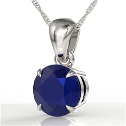 2 CTW Sapphire Designer Inspired Solitaire Necklace 18K White Gold - REF-24H9A - 22040