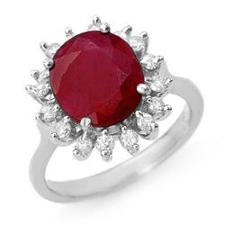 3.68 CTW Ruby & Diamond Ring 14K White Gold - REF-81M8H - 12710