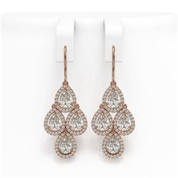 5.85 CTW Pear Diamond Designer Earrings 18K Rose Gold - REF-1090N2Y - 42828