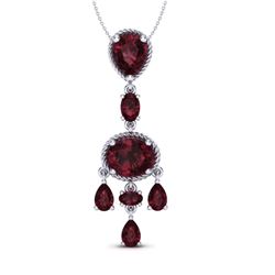 8 CTW Garnet Necklace Designer Vintage 10K White Gold - REF-34T4M - 20402