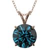 Image 1 : 2.04 CTW Certified Intense Blue SI Diamond Solitaire Necklace 10K Rose Gold - REF-343M2H - 36815