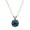Image 4 : 2.04 CTW Certified Intense Blue SI Diamond Solitaire Necklace 10K Rose Gold - REF-343M2H - 36815