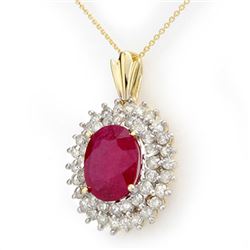 10.81 CTW Ruby & Diamond Pendant 14K Yellow Gold - REF-236Y4K - 12986