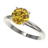 Image 1 : 2 CTW Certified Intense Yellow SI Diamond Solitaire Engagement Ring 10K White Gold - REF-527T3M - 32