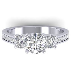 1.75 CTW Certified VS/SI Diamond 3 Stone Ring 14K White Gold - REF-389A8X - 30387