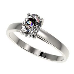 1 CTW Certified VS/SI Quality Oval Diamond Solitaire Ring 10K White Gold - REF-297M2H - 32991