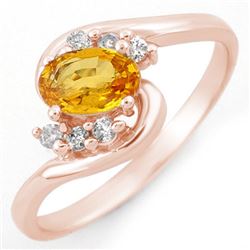 0.70 CTW Yellow Sapphire & Diamond Ring 14K Rose Gold - REF-24Y8K - 10420