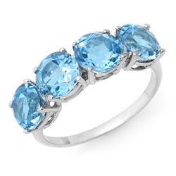 3.66 CTW Blue Topaz Ring 10K White Gold - REF-18A2X - 12749