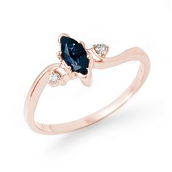 0.42 CTW Blue Sapphire & Diamond Ring 14K Rose Gold - REF-18Y4K - 13190