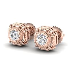 1.11 CTW VS/SI Diamond Solitaire Art Deco Stud Earrings 18K Rose Gold - REF-218N2Y - 36876