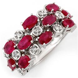 3.20 CTW Ruby & Diamond Ring 10K White Gold - REF-46Y9K - 11177