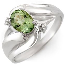 1.27 CTW Green Tourmaline & Diamond Ring 10K White Gold - REF-24W5F - 10709