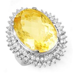 37.75 CTW Citrine & Diamond Ring 18K White Gold - REF-277W5F - 13032