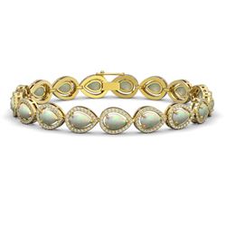 13.19 CTW Opal & Diamond Halo Bracelet 10K Yellow Gold - REF-301K5W - 41107