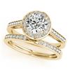 Image 1 : 1.45 CTW Certified VS/SI Diamond 2Pc Wedding Set Solitaire Halo 14K Yellow Gold - REF-390W4F - 30809
