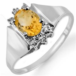 1.23 CTW Citrine & Diamond Ring 18K White Gold - REF-35W5F - 10216