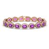 Image 1 : 19.82 CTW Amethyst & Diamond Halo Bracelet 10K Rose Gold - REF-249T5M - 40641