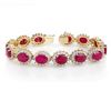 Image 1 : 42.12 CTW Ruby & Diamond Bracelet 14K Yellow Gold - REF-618A2X - 14055