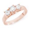 Image 1 : 1.0 CTW Certified VS/SI Diamond 3 Stone Ring 14K Rose Gold - REF-135W6F - 10961