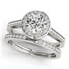 Image 1 : 2.02 CTW Certified VS/SI Diamond 2Pc Wedding Set Solitaire Halo 14K White Gold - REF-566A8X - 30810