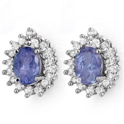 3.63 CTW Tanzanite & Diamond Earrings 14K White Gold - REF-98Y5K - 14240