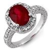 Image 1 : 3.40 CTW Rubellite & Diamond Ring 14K White Gold - REF-98X2T - 11210