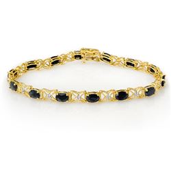 10.81 CTW Blue Sapphire & Diamond Bracelet 14K Yellow Gold - REF-77K5W - 13823