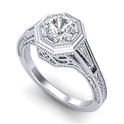 0.84 CTW VS/SI Diamond Solitaire Art Deco Ring 18K White Gold - REF-236A4X - 37091