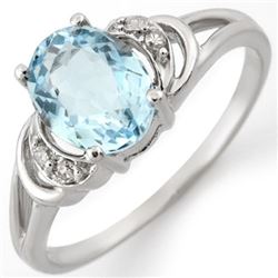 1.56 CTW Aquamarine & Diamond Ring 10K White Gold - REF-17Y5K - 11206