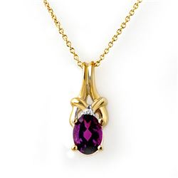 0.77 CTW Amethyst & Diamond Pendant 10K Yellow Gold - REF-9X3T - 12728