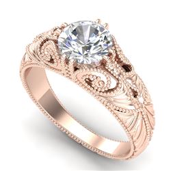 1 CTW VS/SI Diamond Solitaire Art Deco Ring 18K Rose Gold - REF-315N2Y - 36909