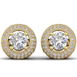 1.75 CTW Certified VS/SI Diamond Art Deco Micro Halo Stud Earrings 14K Yellow Gold - REF-207K6W - 30