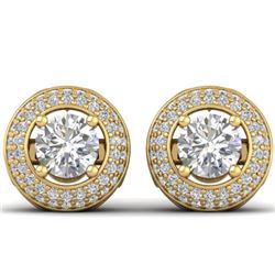 1.75 CTW Certified VS/SI Diamond Art Deco Micro Halo Stud Earrings 14K Yellow Gold - REF-207K6W - 30