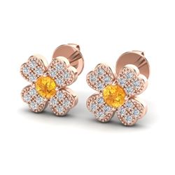 0.54 CTW Citrine & Micro Pave VS/SI Diamond Earrings 14K Rose Gold - REF-26Y8K - 20041