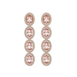 6.09 CTW Morganite & Diamond Halo Earrings 10K Rose Gold - REF-130X8T - 40515