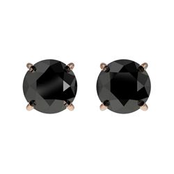 1 CTW Fancy Black VS Diamond Solitaire Stud Earrings 10K Rose Gold - REF-25N2Y - 33053
