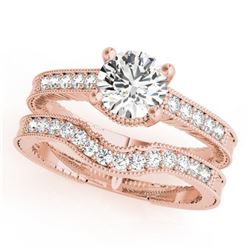 0.88 CTW Certified VS/SI Diamond Solitaire 2Pc Wedding Set Antique 14K Rose Gold - REF-140Y5K - 3153