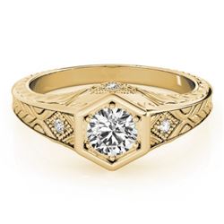 0.4 CTW Certified VS/SI Diamond Solitaire Antique Ring 18K Yellow Gold - REF-70N9Y - 27224