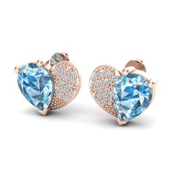 2.50 CTW Sky Blue Topaz & Micro Pave VS/SI Diamond Earrings 10K Rose Gold - REF-30M2H - 20066