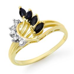 0.55 CTW Blue Sapphire & Diamond Ring 10K Yellow Gold - REF-20X2T - 12868