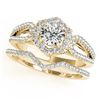 Image 1 : 1.07 CTW Certified VS/SI Diamond 2Pc Wedding Set Solitaire Halo 14K Yellow Gold - REF-142W2F - 31150